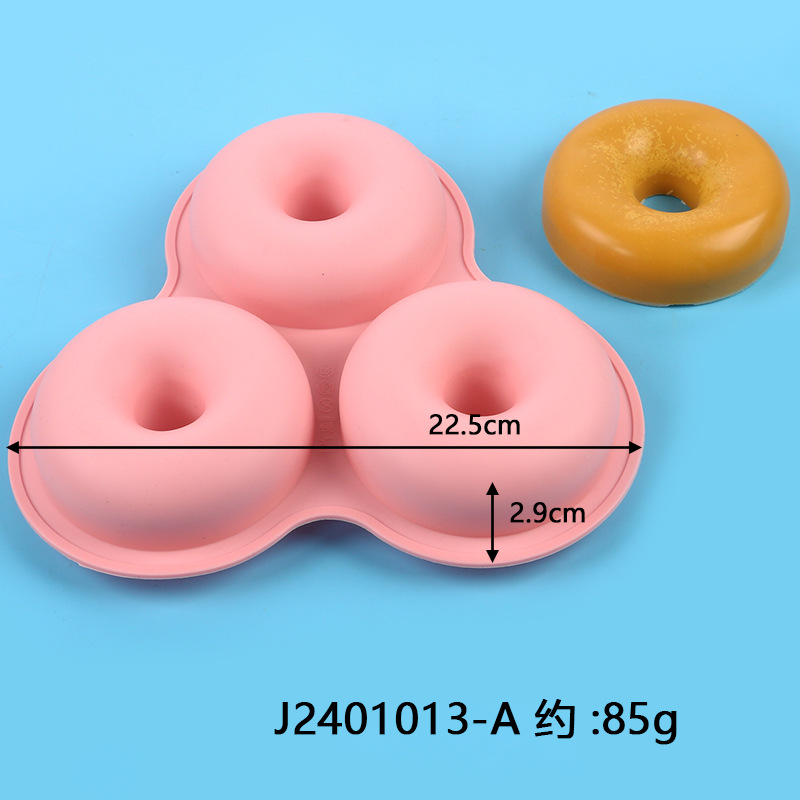 Molde redondo de silicona para pastel de 4 pulgadas, molde redondo para pastel de 3 orificios, molde para hornear pan, herramienta multifuncional para hornear