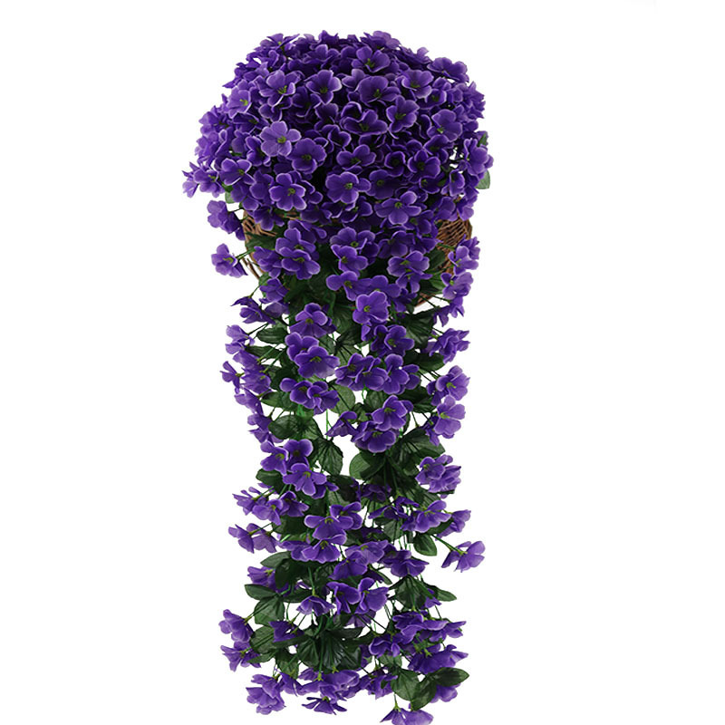 Simulación violeta boda enredadera araña colgante de pared flor de seda ventana decoración de balcón 18 hortensias flores falsas ratán