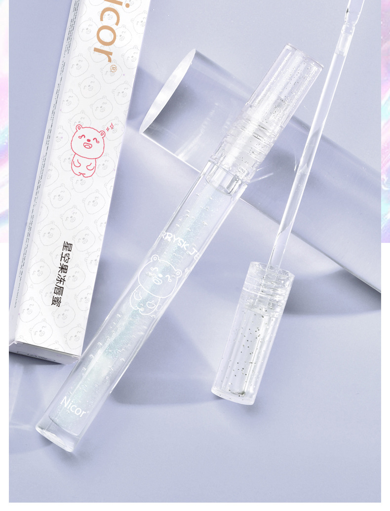 Nicor Starry Sky Jelly Lip Gloss Lip Gloss Transparent Chubby Lip, Glass Lip, Moisturizing Lip Oil, Water Light Lip Glaze, Douyin same style undefined
