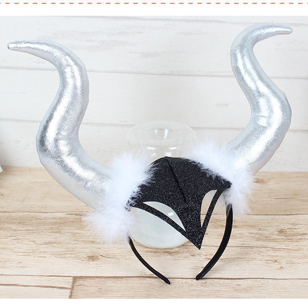 Transfronterizos Halloween demonios corno de toro gran tocado fantasma festival de cabello arnés de decoración tocado maquillaje props de fiesta