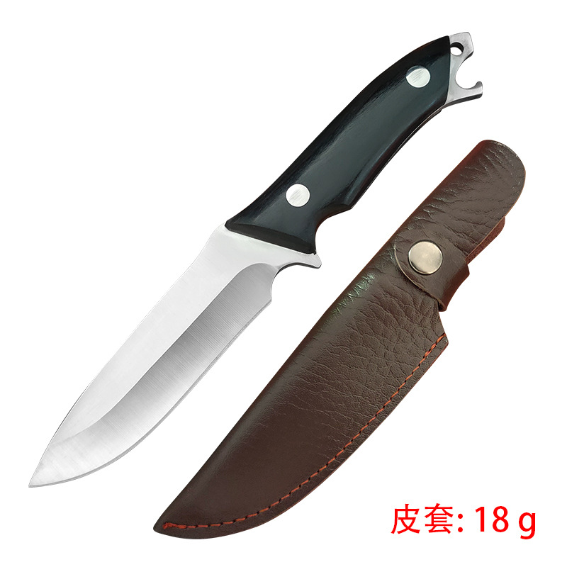 검은 색 나무 손 손잡이 고기 칼 가죽 케이스