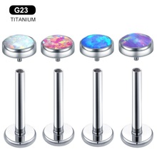 G23钛合金澳宝螺纹平背耳钉F136耳骨钉唇钉鼻钉人体穿刺饰品