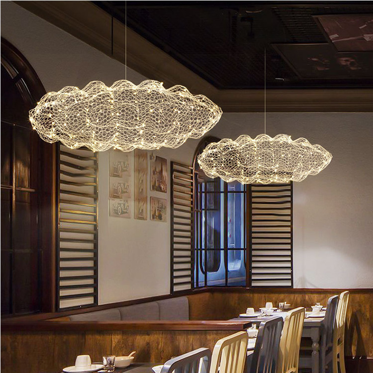 Exhibition Hall Chandelier Designer Grid Engineering Iron Net Clouds Gypsophila Nordic Creative Hall Restaurant Modern Simple