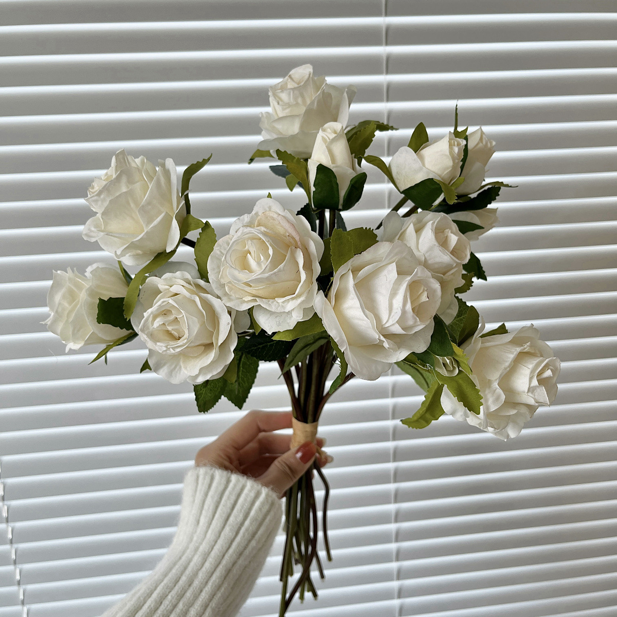 13 mano mano rosa borde de imitación ramo de flores flores secas bordes de rosa decoración de mesa de comedor de la sala de estar fotografía