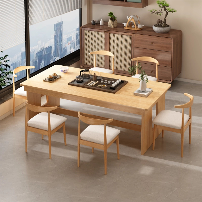Mesa de comedor de patas de madera maciza hogar pequeño apartamento mesa de comedor sala de estar mesa de mesa grande de estilo nórdico mesa de comedor rectangular y combinación de silla