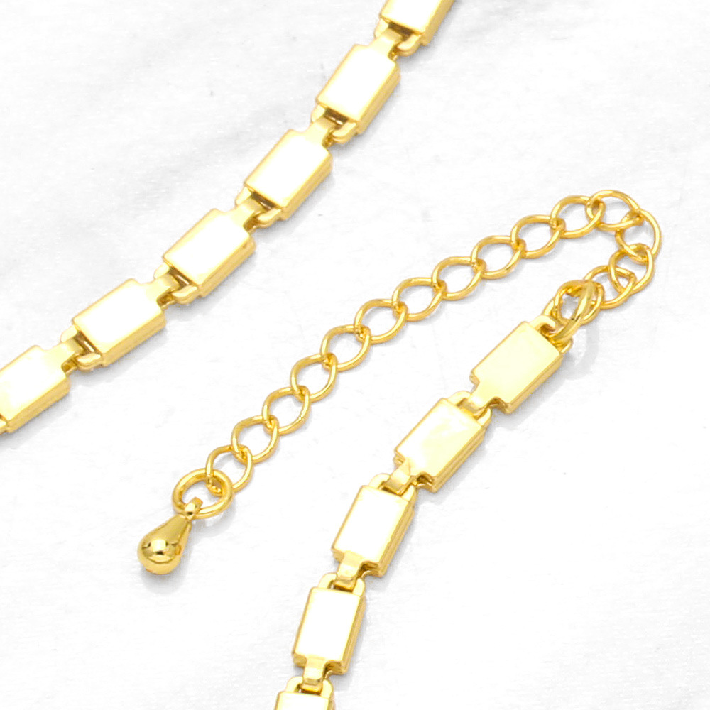 Copper 18K Gold-plated Small Square Snake Bones Chain Necklace