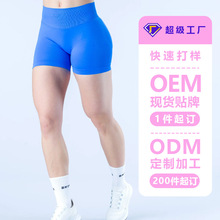 加工定制跨境新款无缝瑜伽短裤女高腰提臀运动户外跑步健身瑜伽裤