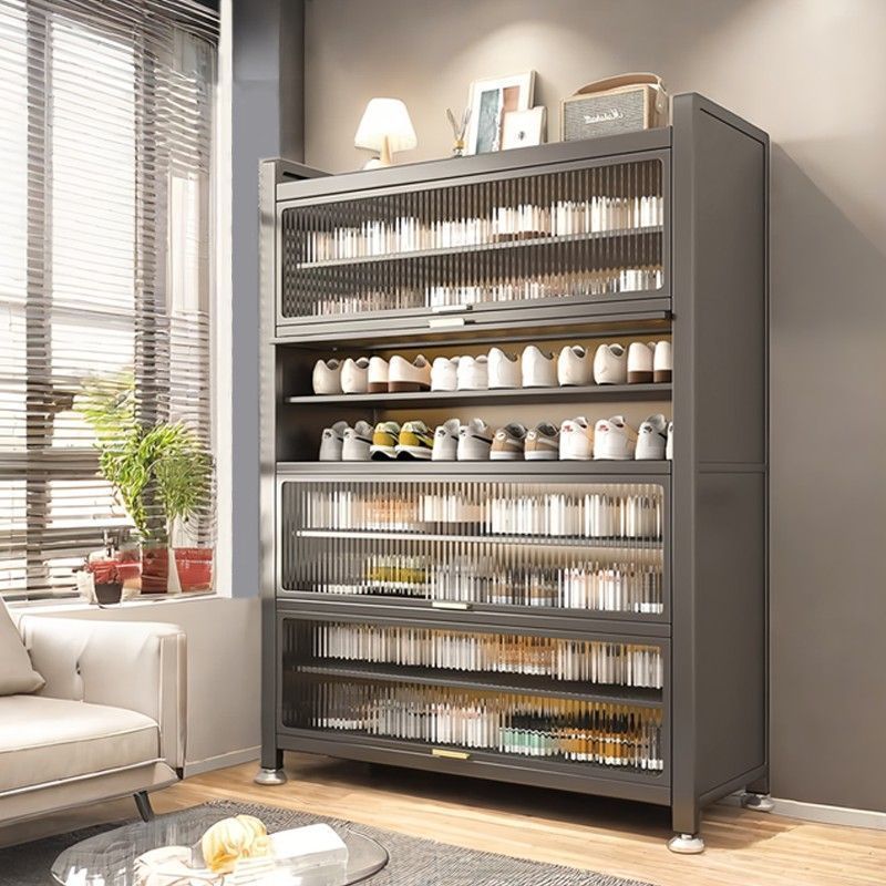 Steel Shoe Cabinet Household Floor-Standing Multi-Layer Dust-Proof Shoe Rack Entrance Entrance Large-Capacity Storage Locker