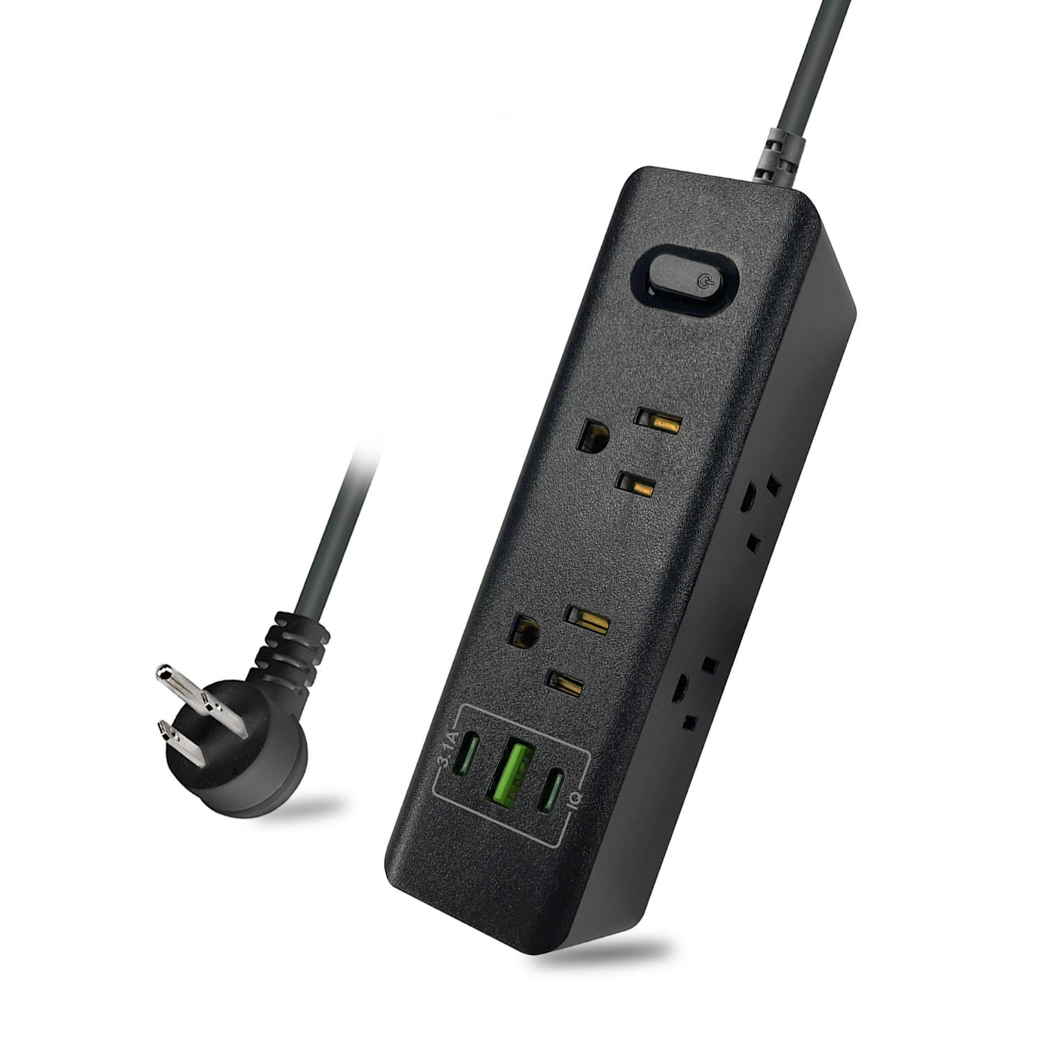 美国新款外贸跨境电商美式专用孔6位超载保护开关2C1U多设备充电