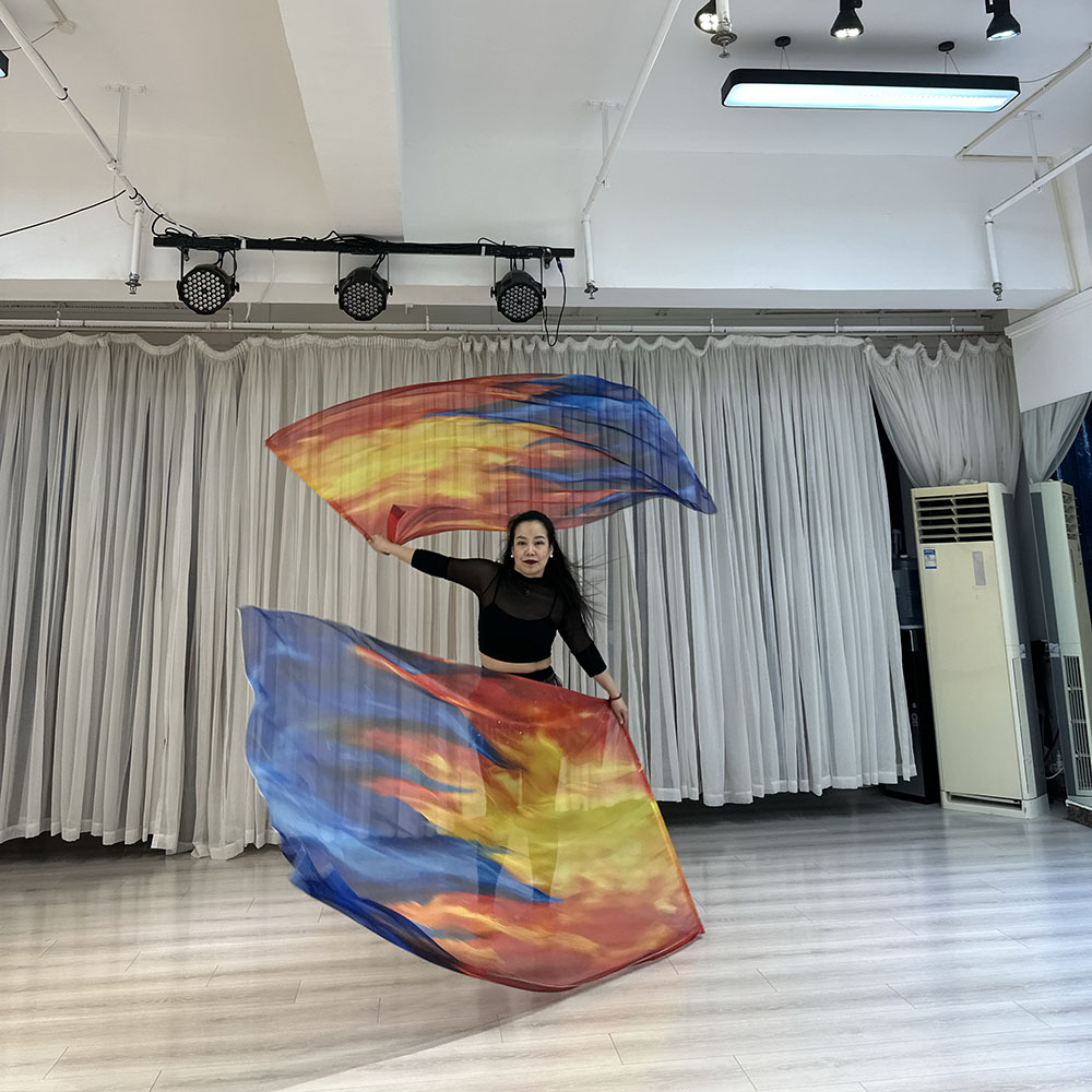 Feather Gauze Scarf Gradient Praise Flag Dance Props Stage Performance Worship Flag Church Performance Costumes Wholesale Manufacturer
