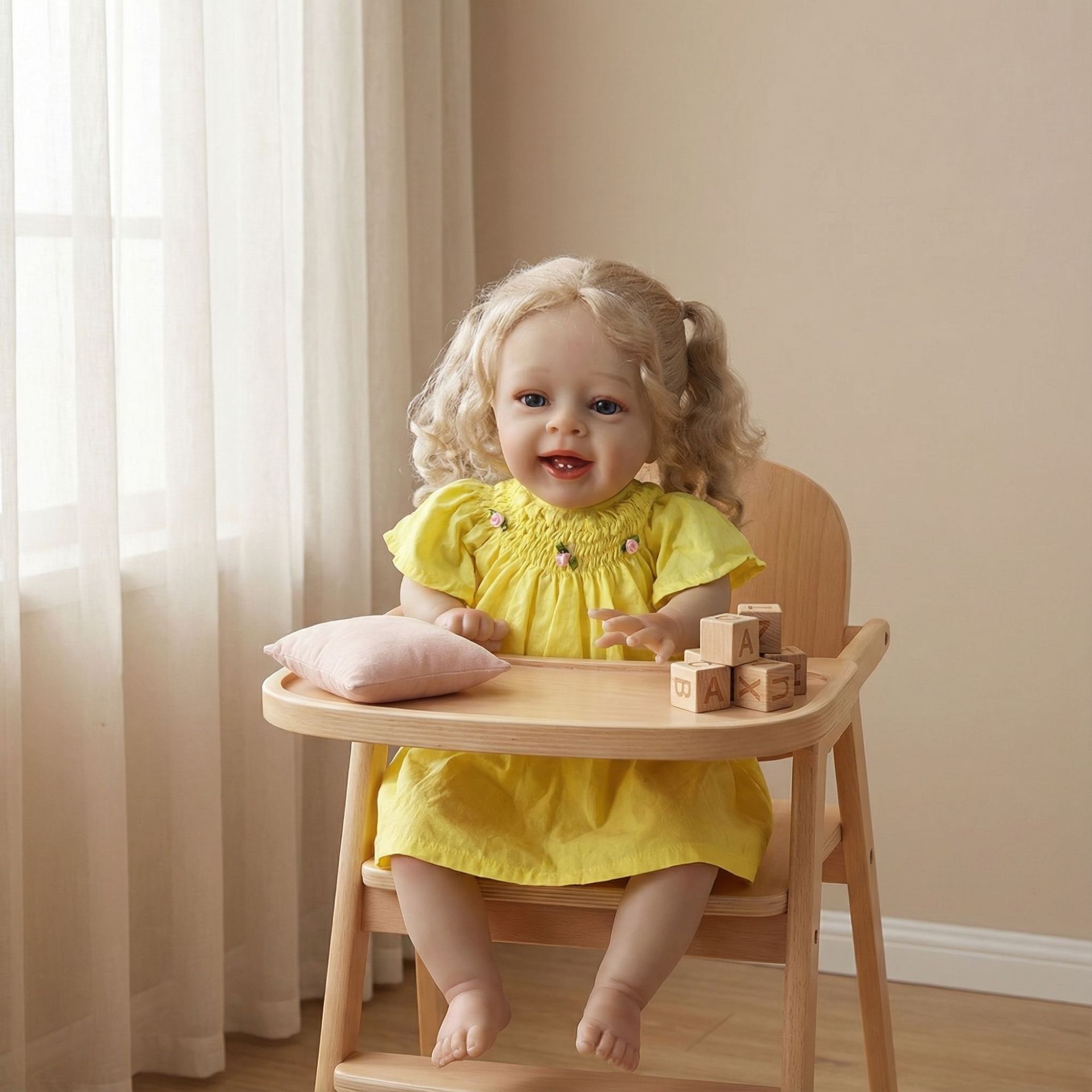 20 pulgadas vestido amarillo Yannik simulación muñeca renacida 3D pintado suministro transfronterizo una pieza de venta