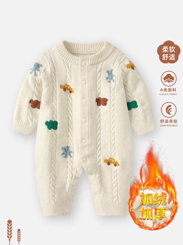 婴儿衣服连体衣秋装女宝宝毛衣套装春秋针织新生儿洋气包屁衣爬服|undefined