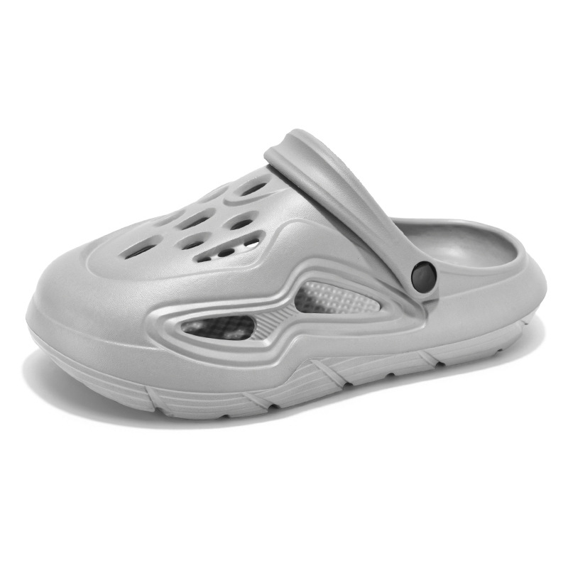 Zapatos con agujeros de color sólido para hombres, ropa exterior de verano, antideslizante, transpirable, suela suave, zapatillas Baotou, sandalias de playa deportivas y de ocio para hombres