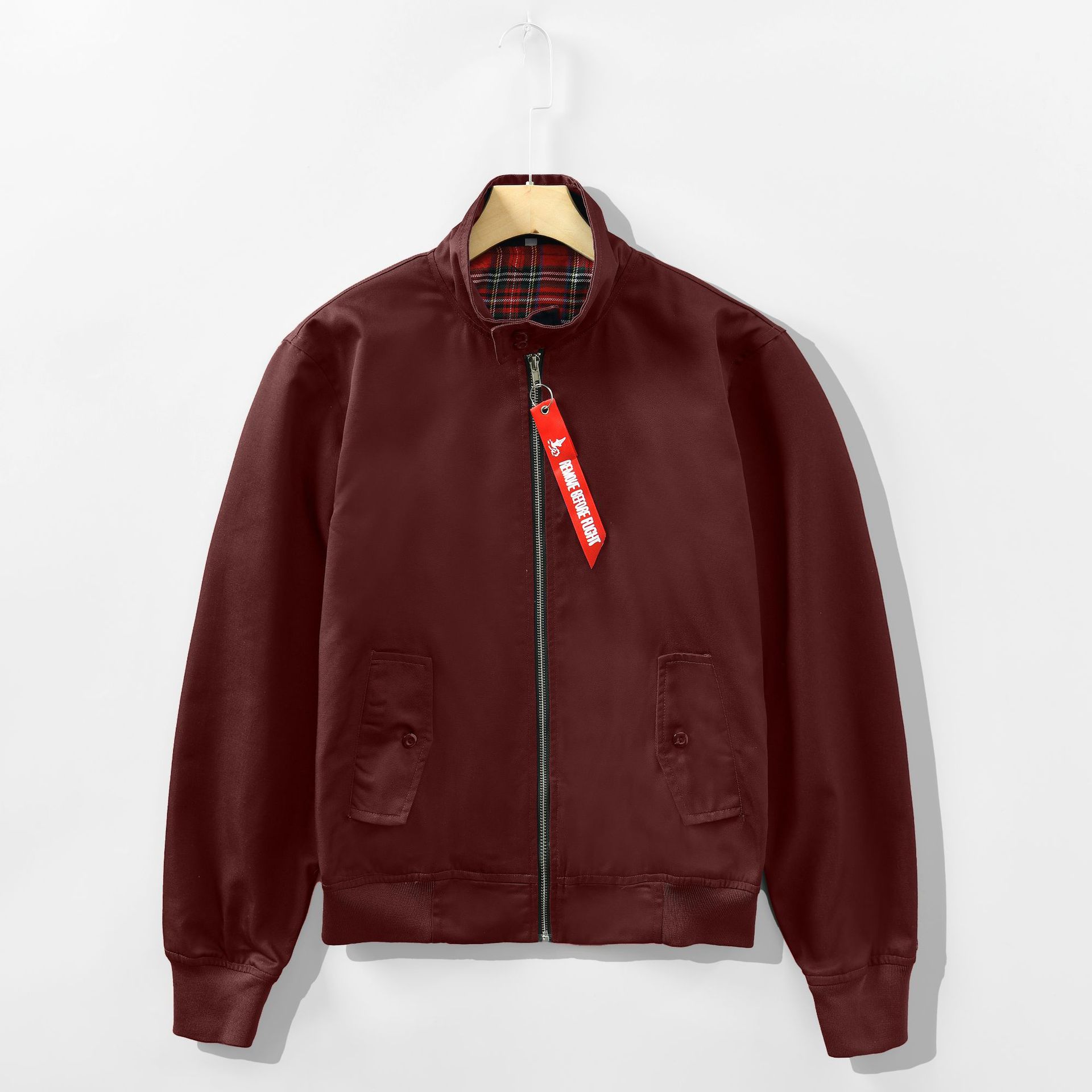 Estación europea marca de moda para hombres Collar de pie pareja de moda chaqueta de adelgazamiento de ajuste Delgado chaqueta de piloto de abrigo casual