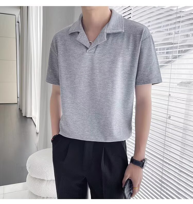 Camicia collo cubano uomo oversized texture waffle maniche corte_voghion.com