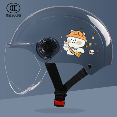 Motosiklet kaskı (dəbilqə) | Lightweight Motorcycle Half Helmet Safety Helmet - gray-transparent-short-mirror
