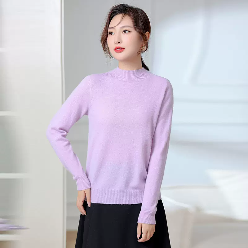 2024秋冬新款上新100%山羊绒通勤简约百搭套头长袖高领羊绒打底衫