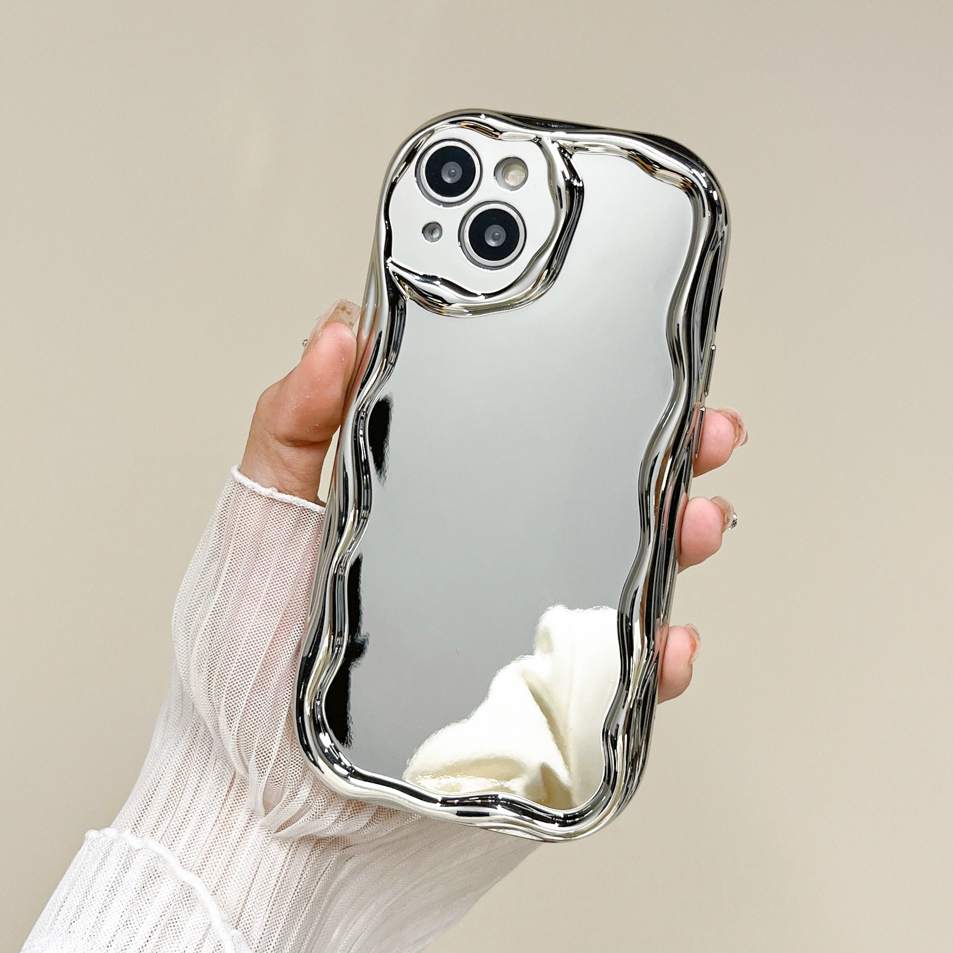 Яблоко, совместимый серебряный iPhone 16, кремовый чехол для телефона, 15promax, iphone, защита от падения