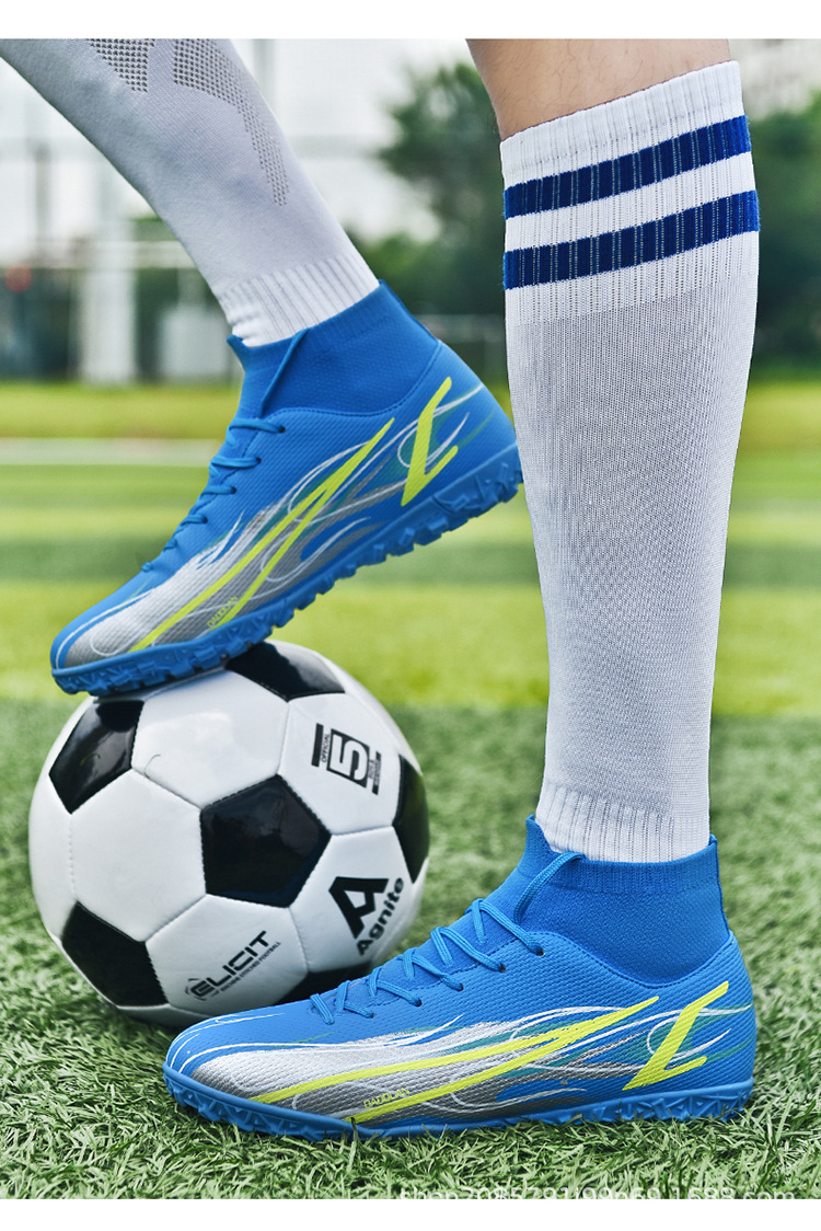 Scarpe da calcio alte transfrontaliere 46 di grandi dimensioni 47 AG unghie lunghe tf unghie rotte set di calzini da uomo e da donna_voghion.com