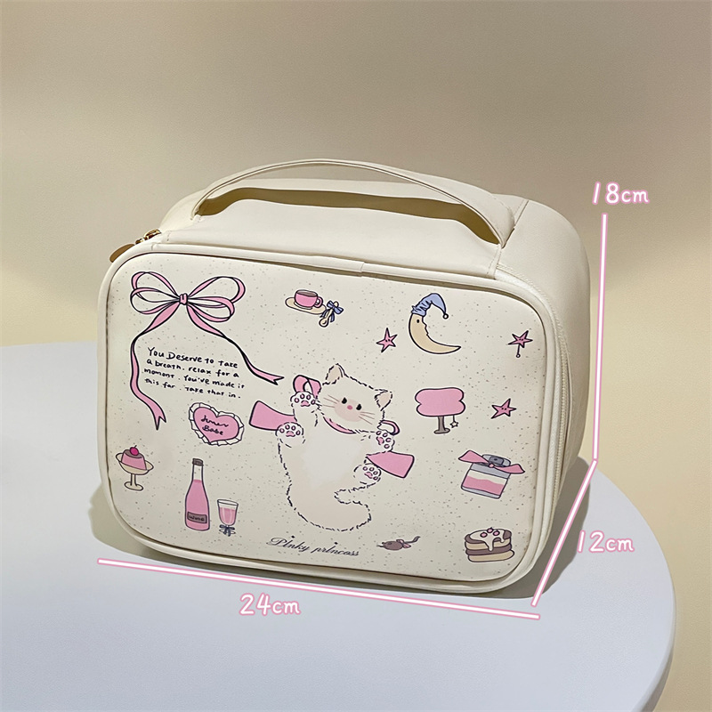 Ins bolsa de cosméticos japonesa para gatos lindos, nueva bolsa de almacenamiento de viaje portátil de gran capacidad, bolsa de lavado impermeable