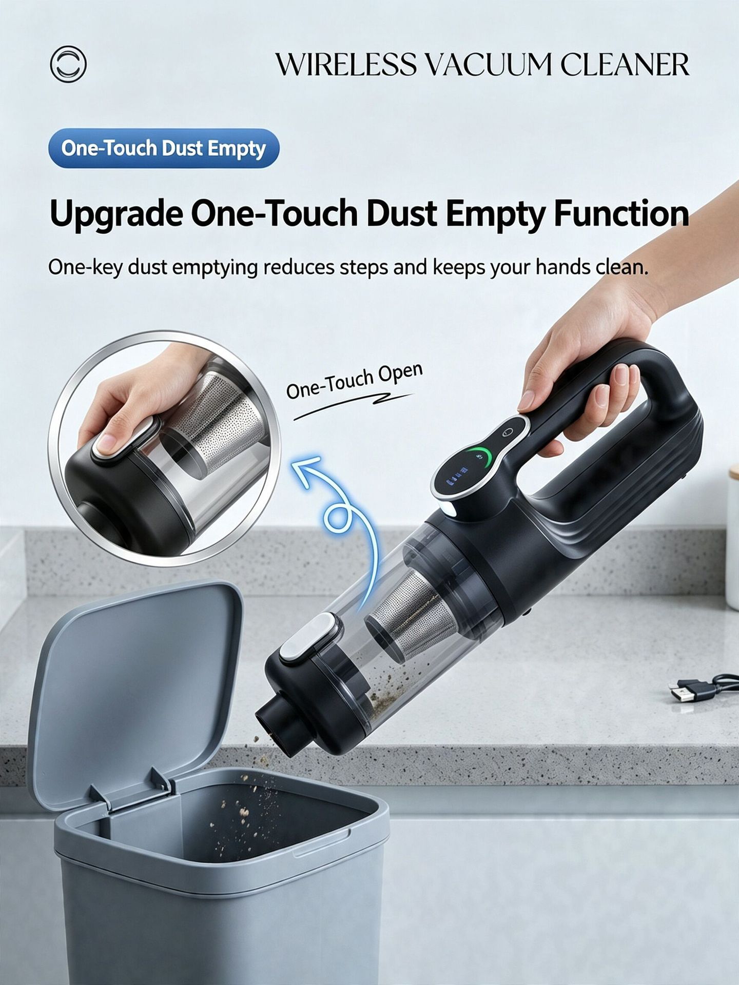 Car Vacuum Cleaner Car Wireless Charging Car Home Handheld 120W High Power Suction Wet and Dry Cross Border