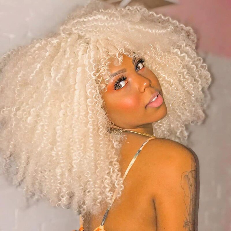 Short White Wig with Bangs, White Shoulder Length Wig Natural Looking Heat Resistant Fiber Wig