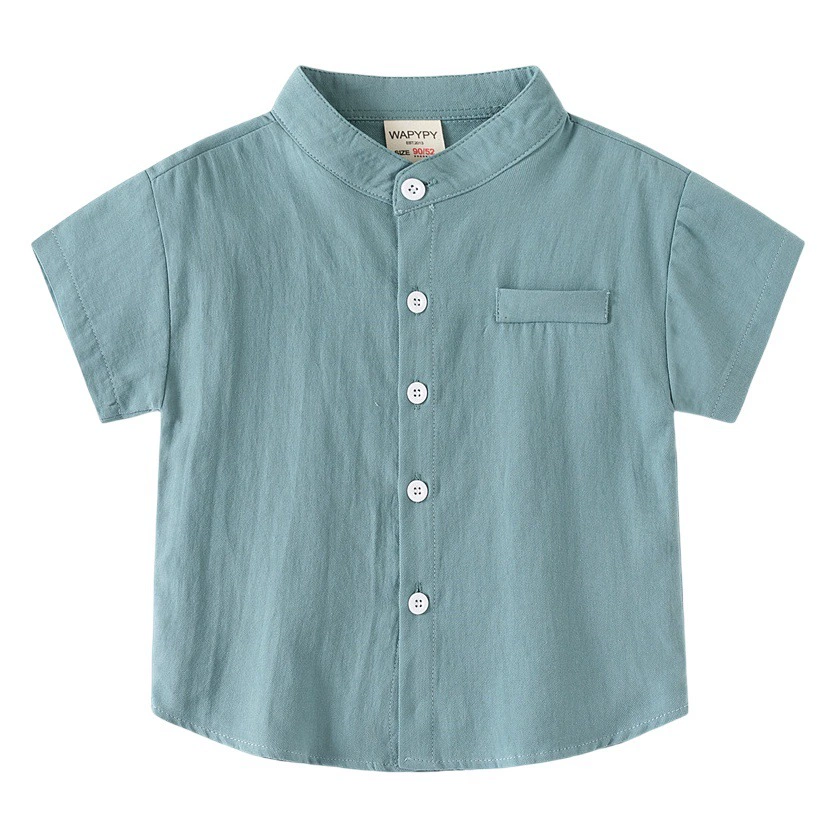 Детские рубашки с короткими рукавами, лето 2021, оптовая продажа, рубашки с v-образным вырезом и короткими рукавами для мальчиков, свободные детские топы в корейском стиле, дропшиппинг