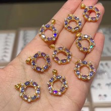 天然宝石坦桑石甜甜圈吊坠轻奢高级小众设计S925银镀金镶嵌项坠