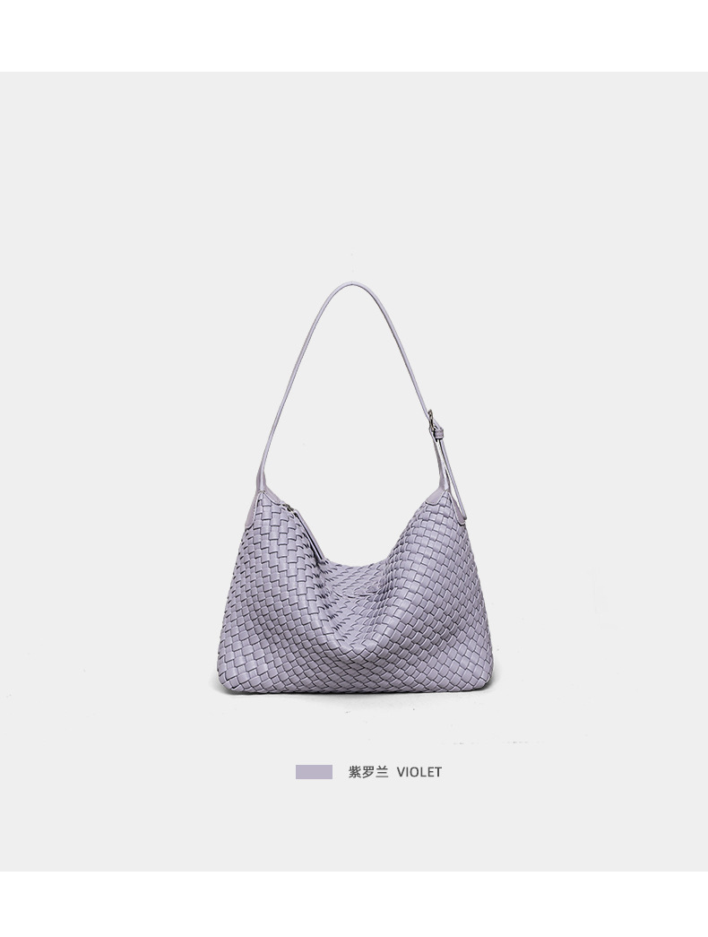 Túi tote nữ cỡ lớn đeo chéo kiểu vintage handmade dệt — màu nâu, màu trắng ngà, màu tím hoa cà chi tiết 32