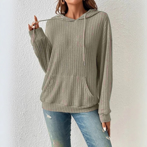 2025 European and American Amazon Autumn/Winter Knitted Hooded Zipper Kangaroo Pocket Long-Sleeve Sweatshirt