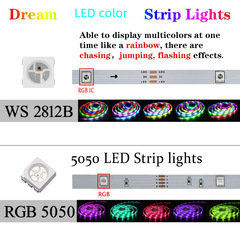5V Colorful WS2812B LED Strips RGB Low Voltage USB Light Strips Breath Running Water Desk Atmosphere LED Strips