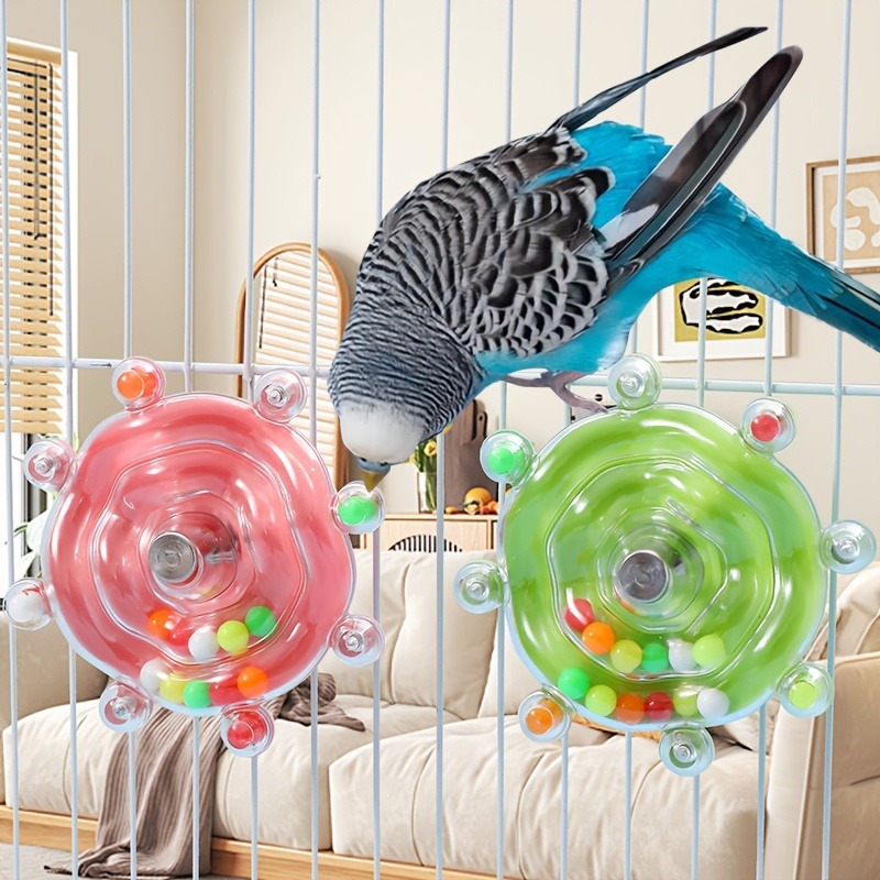 Cross-Border Parrot Flying Saucer Spinning Toy Colorful Pearl Rice Wheel Decompression Bird Fun Boredom Chewing Toy