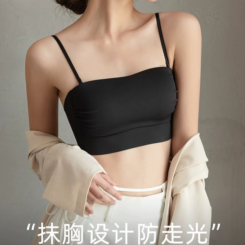 카미솔 끈이없는 속옷 여성 모임 원활한 대형 가슴 보여주는 작은 가슴 안티 워킹 라이트 래핑 가슴 얇은 아름다운 뒤로 한 조각 브래지어