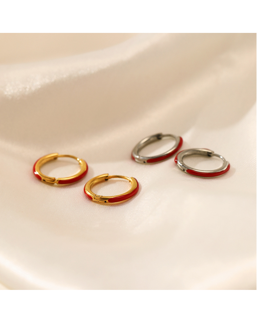 Fashion Round Stainless Steel Plating Hoop Earrings 1 Pair