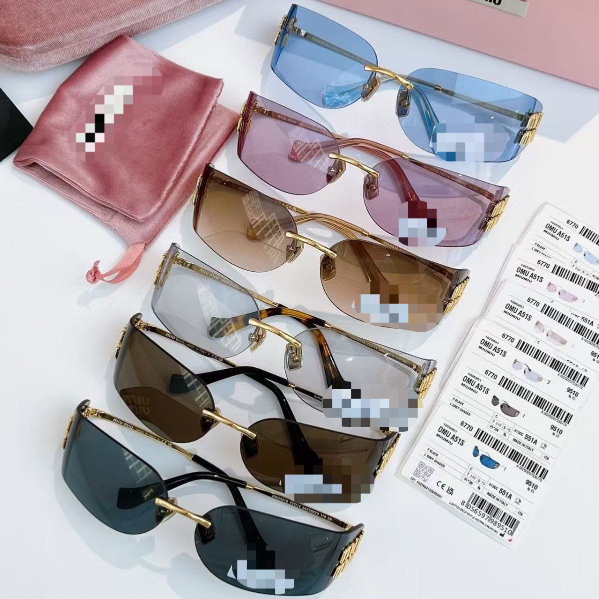 A51S Fashionable Women's Sunglasses New Frameless One-piece Model as seen on Xiaohongshu Curved Narrow Frame Sunglasses