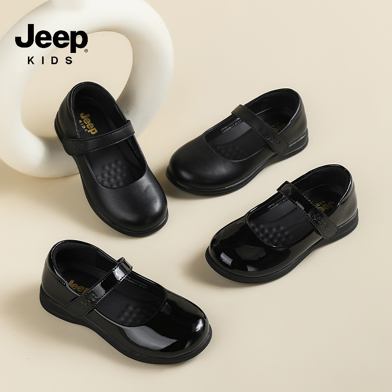 Jeep Kidsren's Small Leather Shoes for Girls, Flats, 2025 Spring & Fall New Style Princess Performance Shoes, Comfortable Girls' Dance Shoes