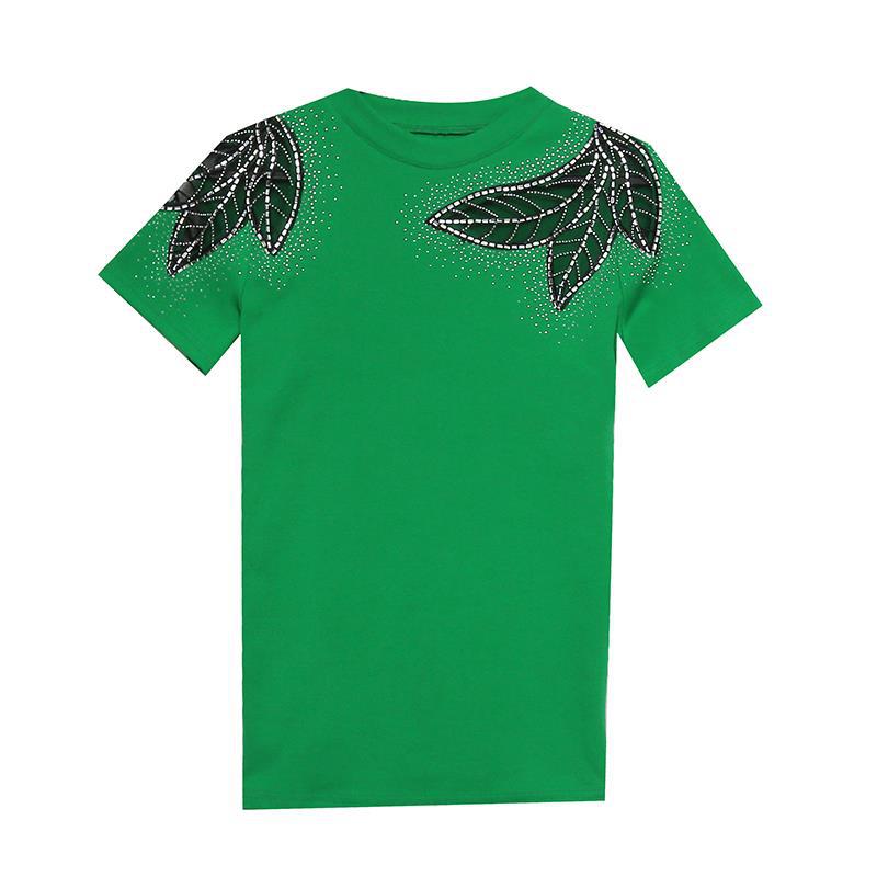 Camiseta de mujer de manga corta con cuello redondo, diseño hueco de encaje y pedrería, ajustada y adelgazante, nueva colección primavera-verano europea transfronteriza, al por mayor. image 7