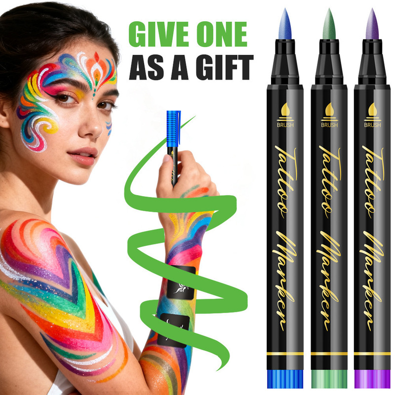 Body Painting Temporary Tattoo Pen Soft Head Skin Marker Pen Children's Festival Face Decoration DIY Graffiti Pen