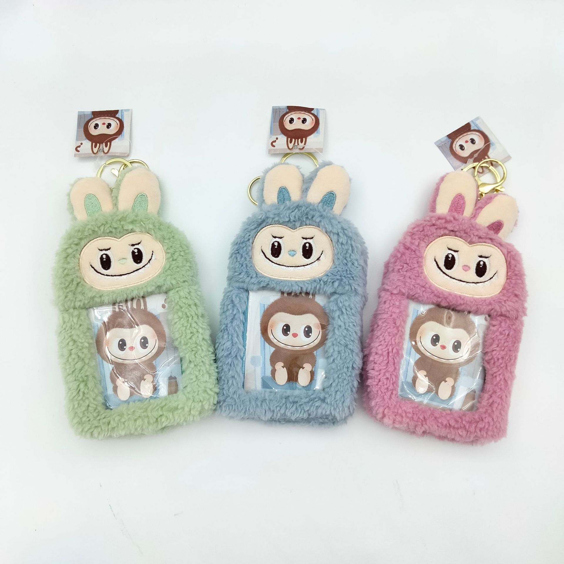 跨境泡泡玛特毛绒卡套拉布布labubu卡包零钱包挂饰挂件娃娃机礼品