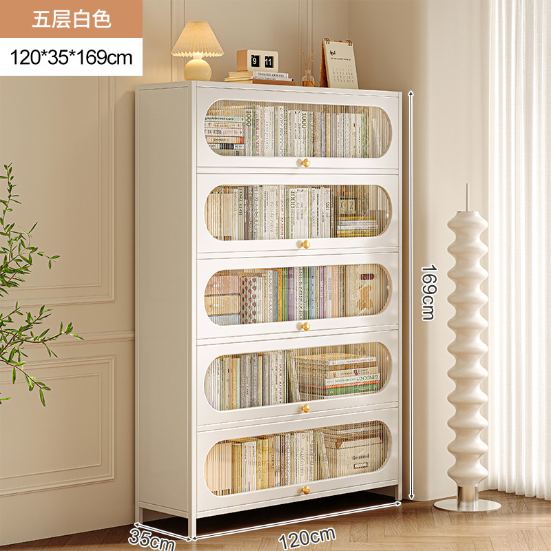 Librería de acero con puerta de armario, armario a prueba de polvo, armario de almacenamiento, armario de exhibición para el hogar para niños, armario de almacenamiento contra la pared, estantería de piso a techo