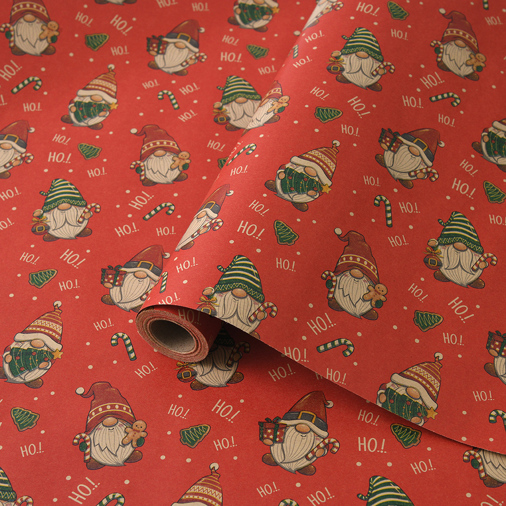 Venta caliente transfronteriza, rollo de gran tamaño, papel de regalo de Navidad, papel kraft retro, papel de regalo de Navidad, papel de regalo