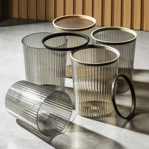 Trash can for home living room light luxury high-end transparent simple large bedroom creative toilet bathroom lidless paper basket