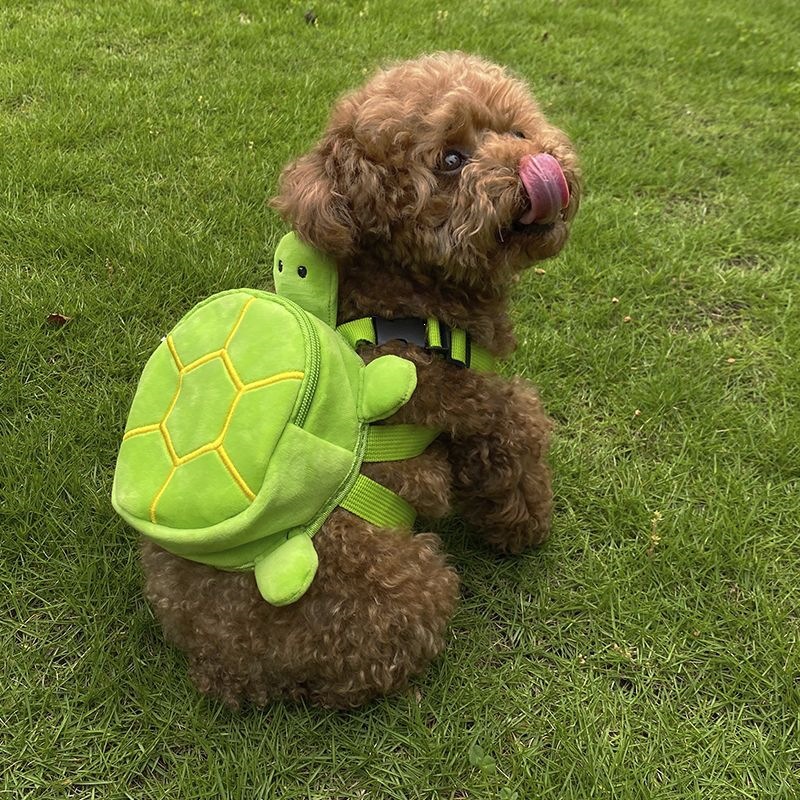 Mochila de tortuga de dibujos animados, bolsas de peluche de perros pequeños y medianos, bolsas de peluche de perros lindas, bolsas de bocadillos portátiles para cachorros