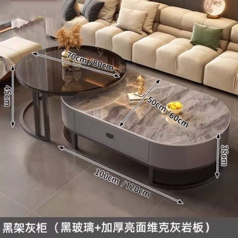 +업그레이드 [블랙 프레임 그레이 캐비닛] 화산재 슬레이트 + 블랙 유리++