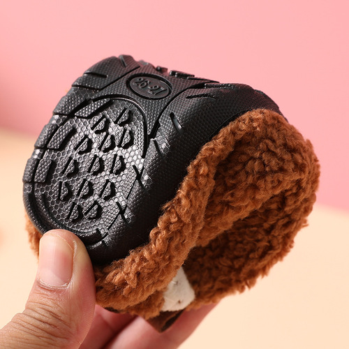 Velvet children's men's and women's floor socks and shoes baby's non-slip soles thickened autumn and winter new cotton shoes indoor home cotton slippers