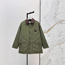 深圳南油26早春时髦复古撞色灯芯绒拼接翻领字母微标宽松棉服外套