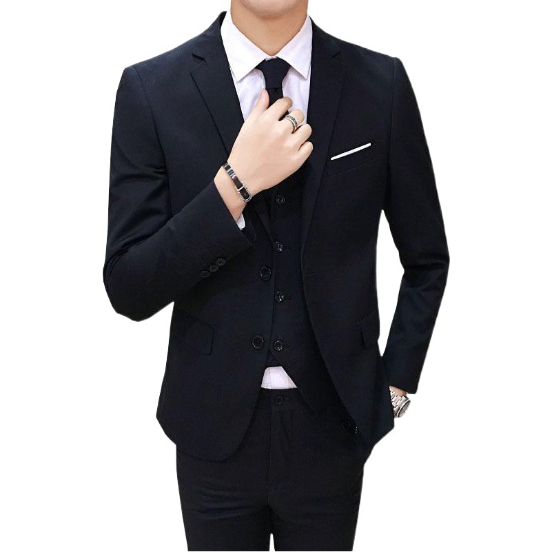 Traje casual traje de los hombres de tres piezas traje juvenil guapo coreano slim fit traje novio vestido de novia estilo británico