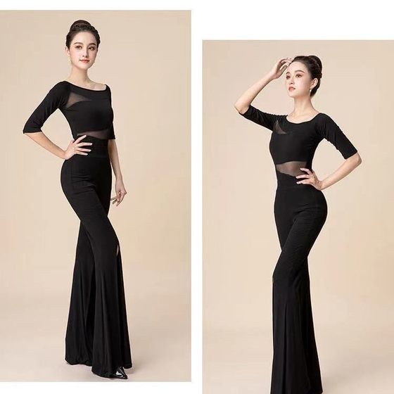 Body Training Suit Spinning Yarn Dance Training Suit Flared Pants Suit Temperament Instructor Etiquette Suit One-piece Conceal Buckle