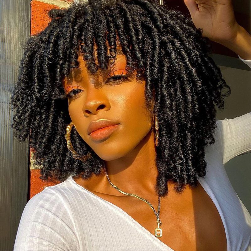 Cross-border Europe and America Africa Wig Braid 6-inch Bun Wig Band Synthetic Locs Braided Hair Half Wig