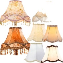 丝光奶白香槟台灯灯罩 配件落地灯欧式复古布艺宫廷吊珠灯罩